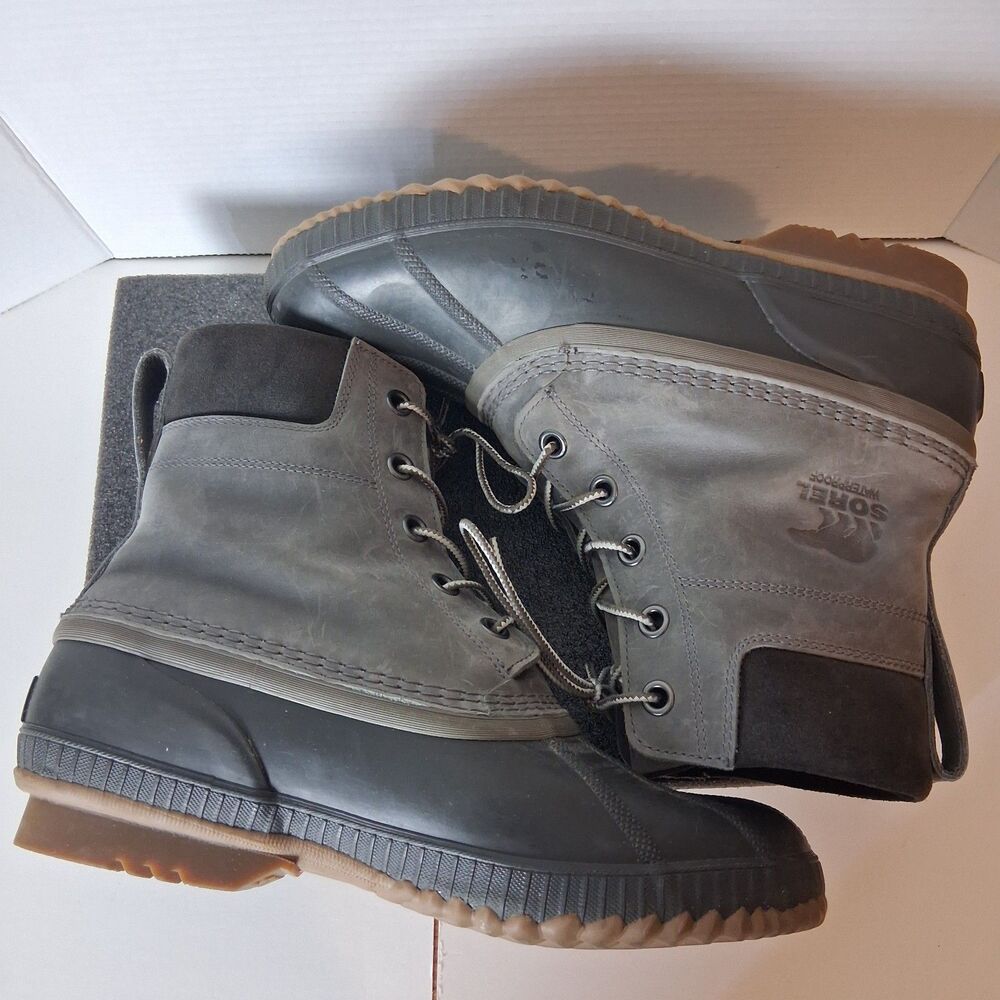 Sorel Cheyenne II Mens Waterproof Boots Size 11.5 Gray Rubber Boot NM2575-052
